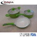 5 Pieces aluminum cookware set with beige ceramic coating